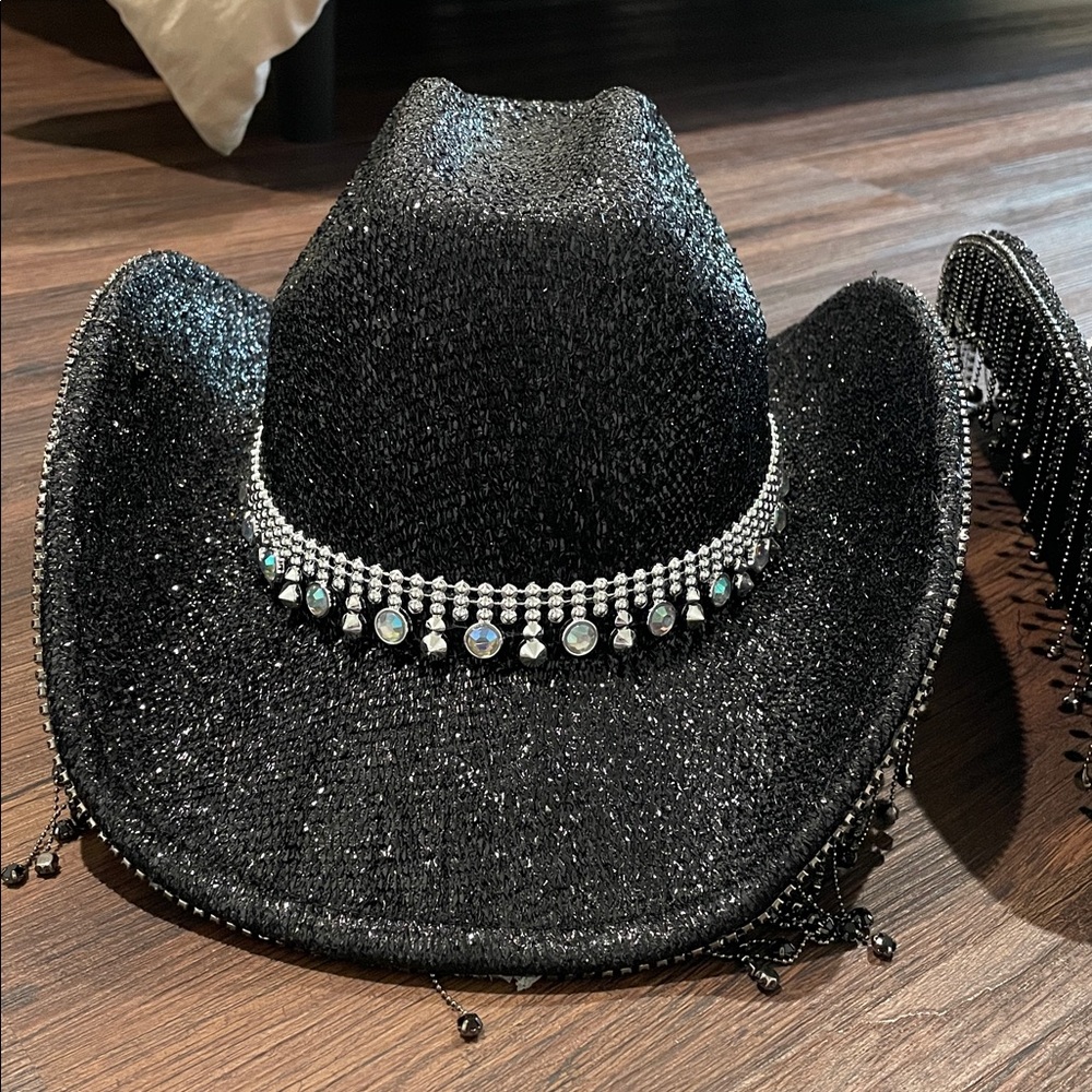 Black Rhinestone Disco Cowgirl Hat